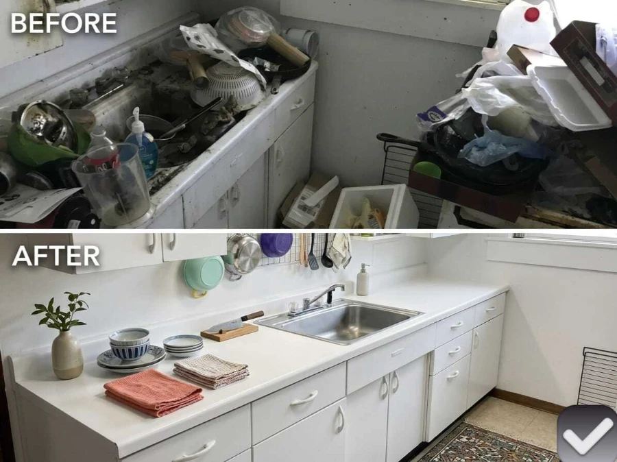 Before after deep kitchen cleaning Pelican Preserve Fort Myers FL heavily dirty counters restored