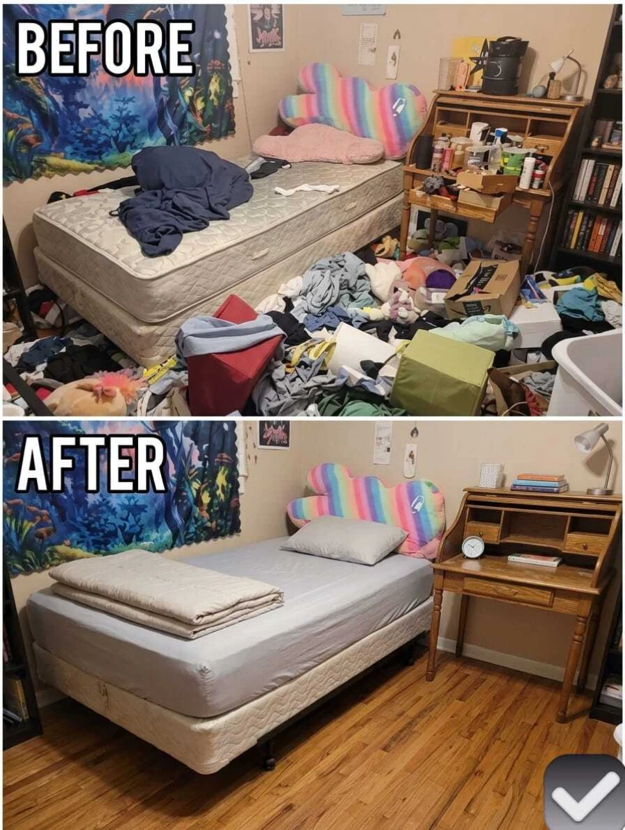 Before after house cleaning Pelican Preserve Fort Myers FL extremely messy bedroom fully cleaned