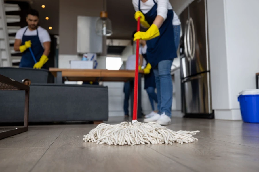 House cleaning team mopping floors in McGregor Fort Myers FL home | CleanService