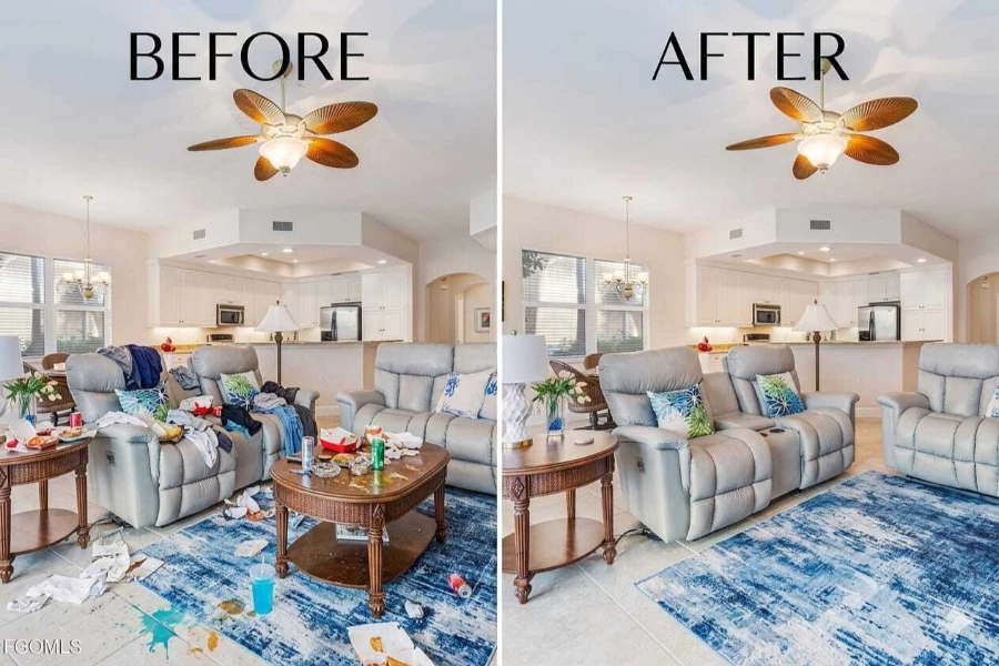 Before after luxury house cleaning in Gulf Harbour Fort Myers FL by CleanService